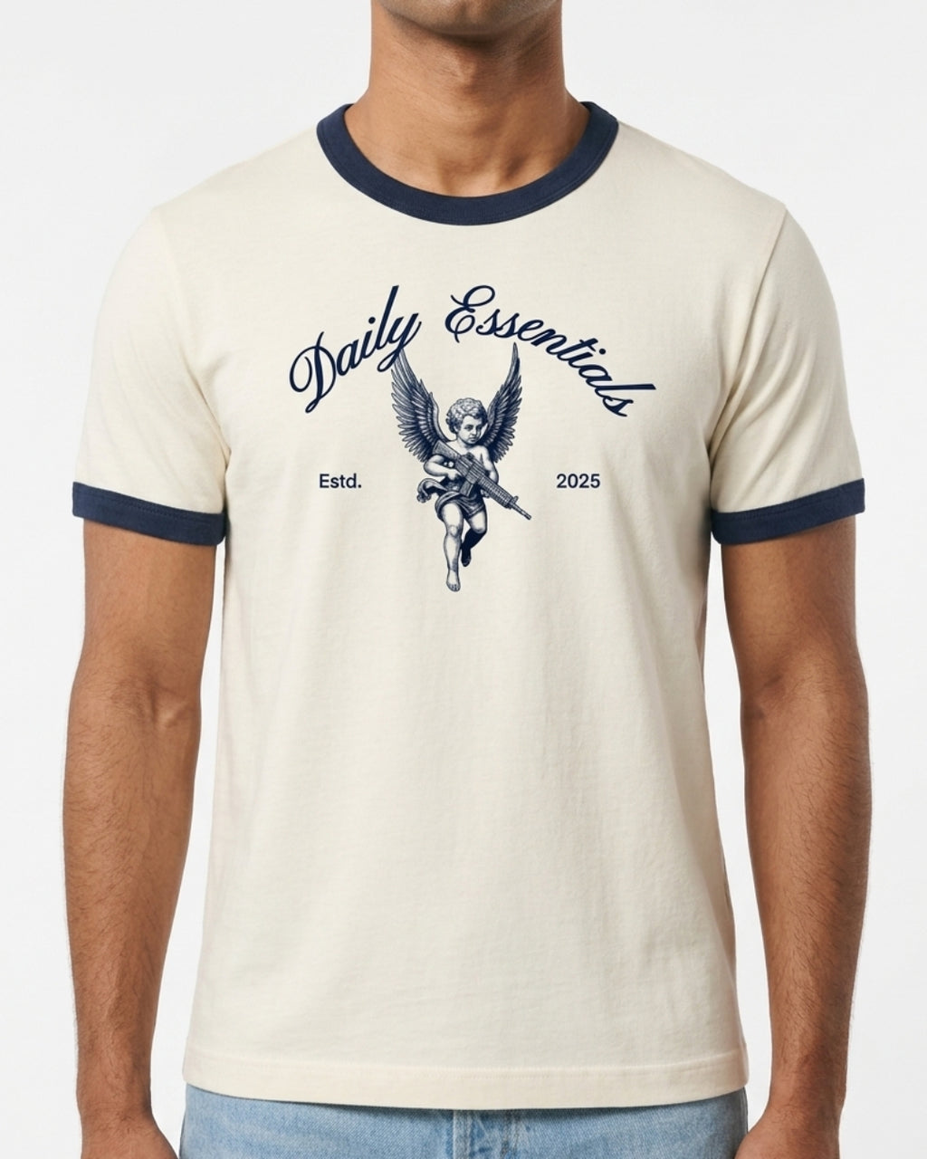 Daily Ringer Tee (Whit/Blue)