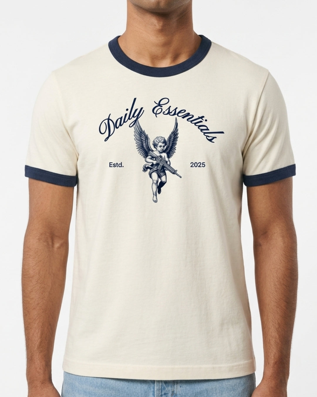 Daily Ringer Tee (Whit/Blue)