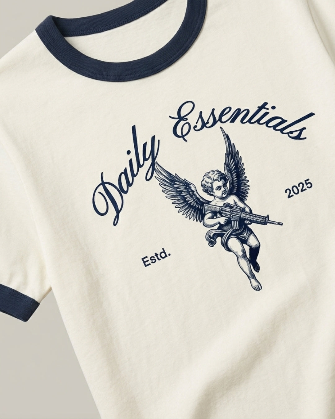 Daily Ringer Tee (Whit/Blue)