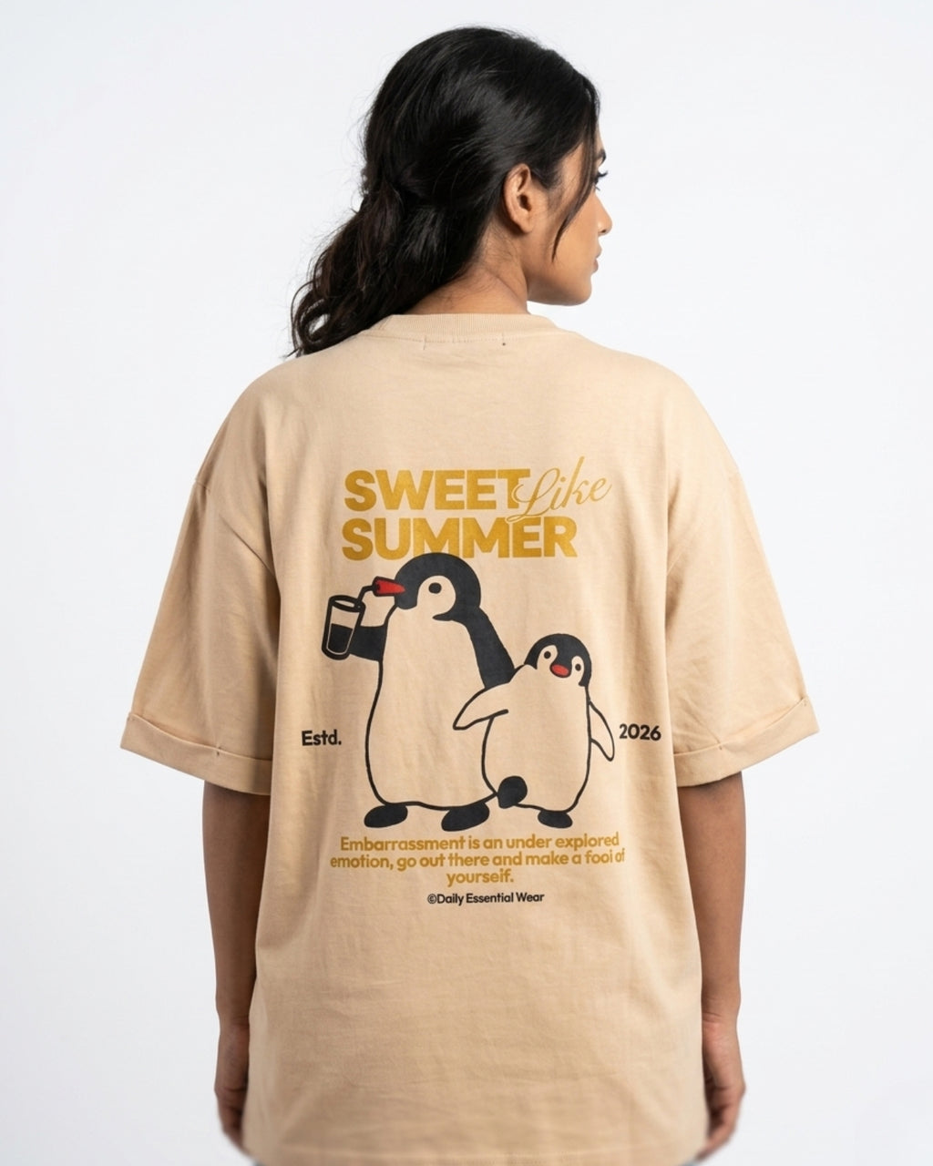 Sweet like summer Over Sized Tee (Badam/Beige)