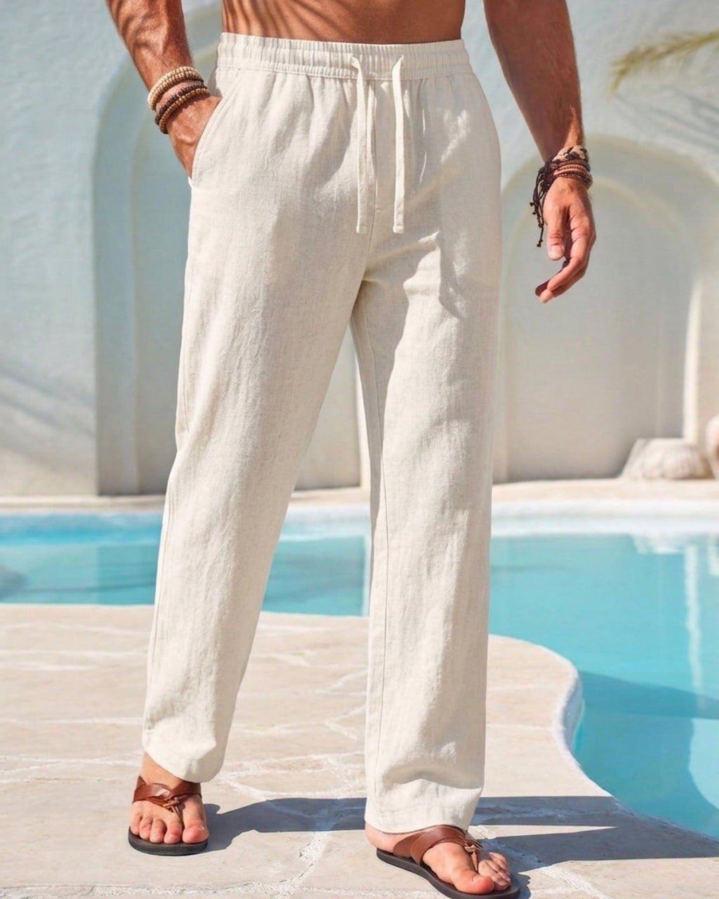Linen Blend Trouser (White)