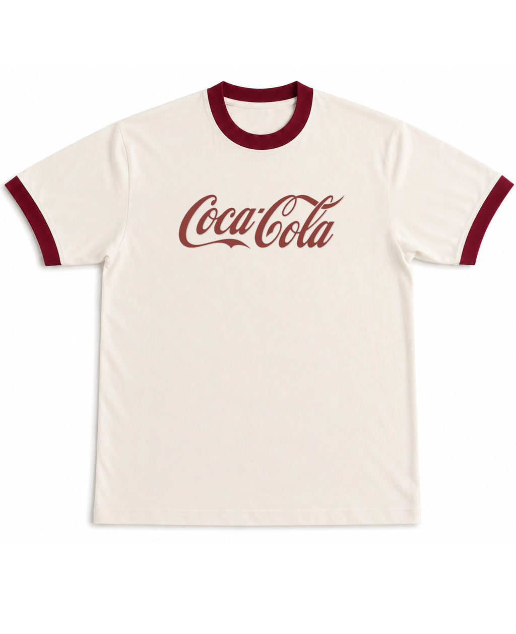 Off White & Maroon Ringer tee Front Design