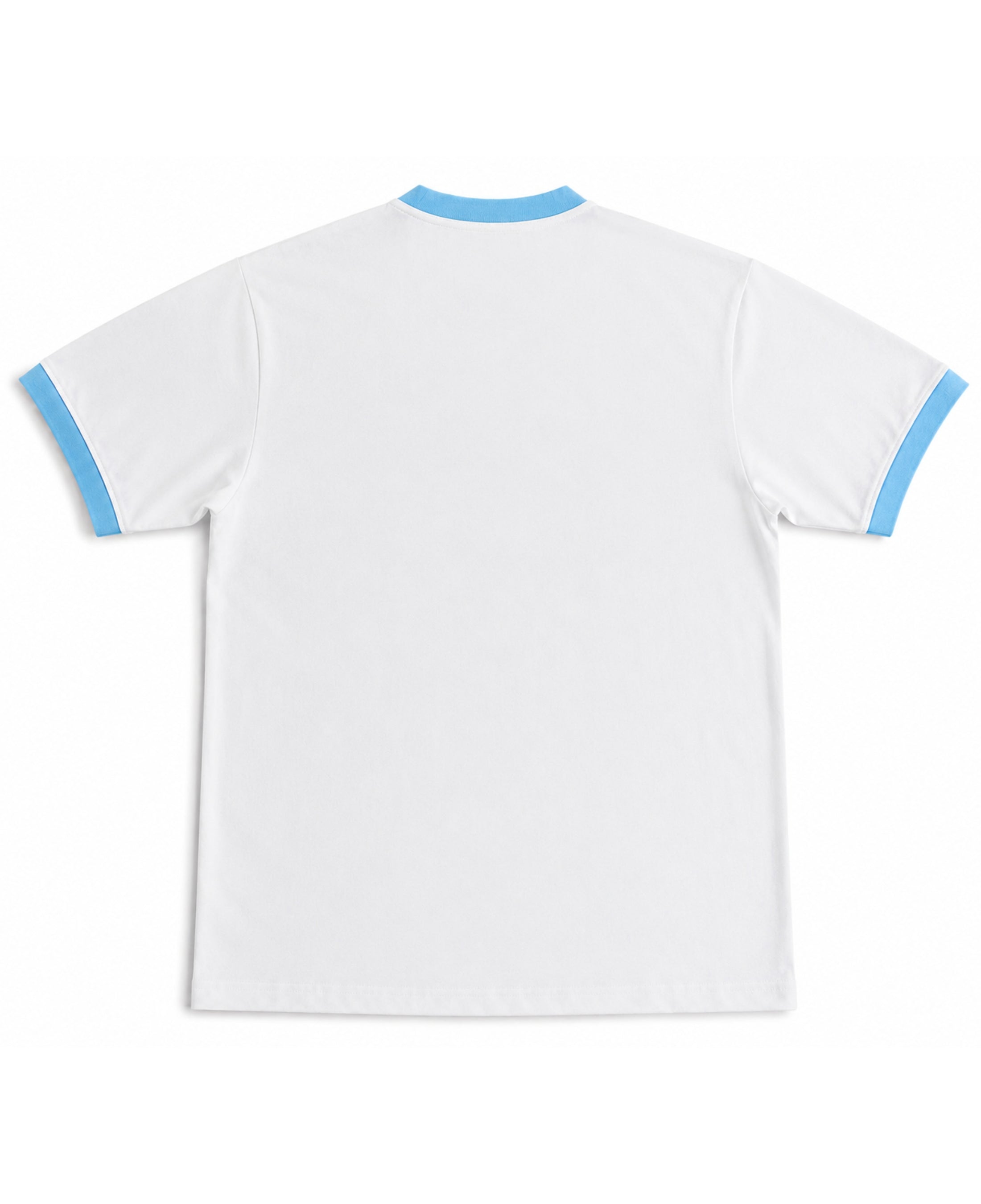 White & Sky Blue Ringer tee Back Design